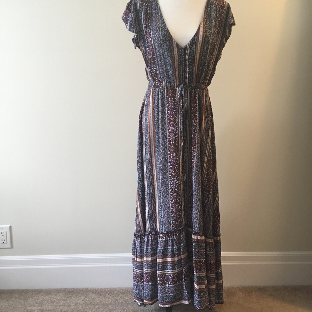 Jaase button front boho ruffle hem maxi dress